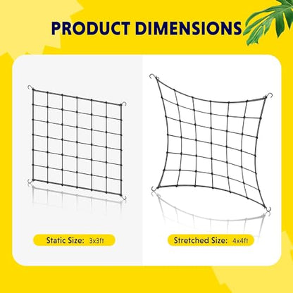 Simple Deluxe Elastic Trellis Netting for 4x4', Heavy Duty Elastic Plant with Hooks, Flexible Hydroponics Support for Grow Tent, Gardening, Climbing Plants, 1 Pack, Black