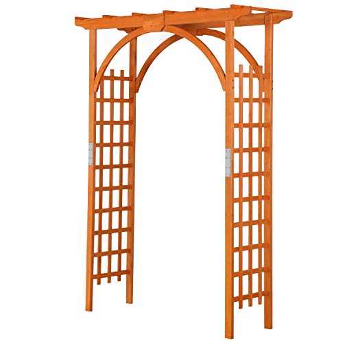 Yaheetech 7FT Wooden Arch Arbor, Wood Trellis for Climbing Plants Outdoor