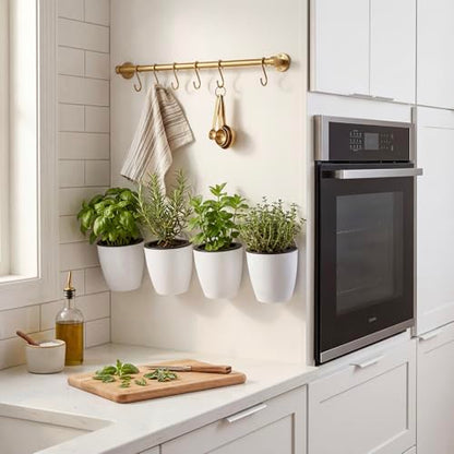 MyGift 5 Inch White Self Watering Wall Planter Pots, Set of 4 - size: Small