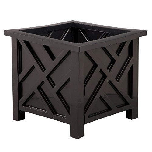 Miles Kimball Black Chippendale Planter, Artificial Flowers and Planters - color: Black