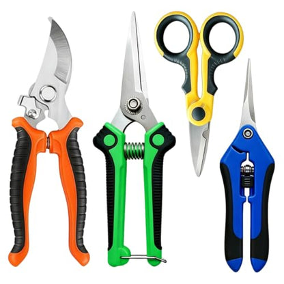 HoMaNa 4 Pack Garden Shears Pruning Set, Stainless Steel Multi-Blade - color: Multicolored
