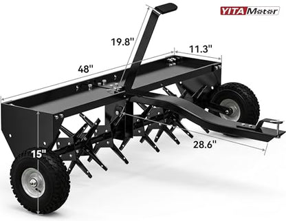 YITAMOTOR 48" Tow Behind Lawn Aerator, 32 Steel Tines Rolling Lawn Aerator
