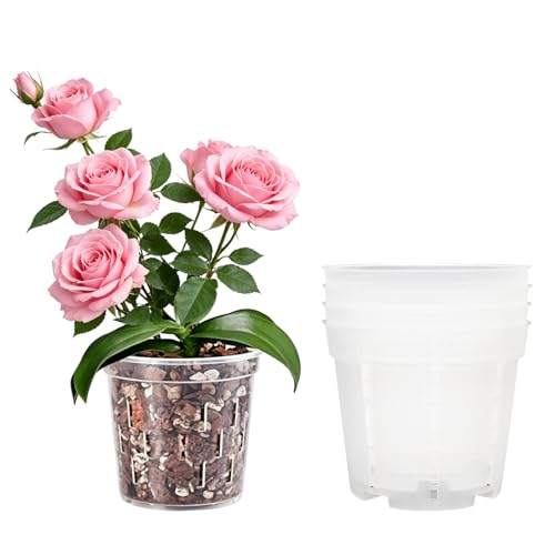 Orchid Pot with Drainage Holes, 4 Pack 4 Inch Clear Plastic Breathable Slotted Pots for Repotting-Root Control Planter-Sturdy Plastic Plant Pot for Butterfly Orchid, Hydroponics, Indoor & Outdoor - size: 4 Inch 4Pcs
