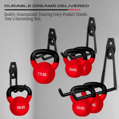 Garage Tool Storage Wall Hook Assortment Set: 15PCS Heavy Duty Large Hanger Garden Tool Organizer Ladder Bike Rack Yard Tool Holder Shed Shovel Metal Screw Organization Bicycle Steel Bracket - style: 15-Pack Hooks + 3 Straps（black）