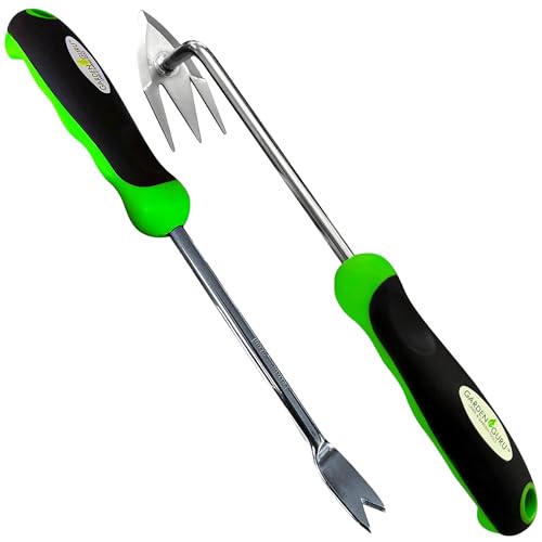 Garden Guru Dandelion Weeder & Root Weeder Tool - Rust Resistant Stainless Steel Weed Puller with Ergonomic Handle for Planting, Weeding, Flower and Vegetable Care in Lawn Garden Yard - size: 1 Pack, style: Weeding Kit