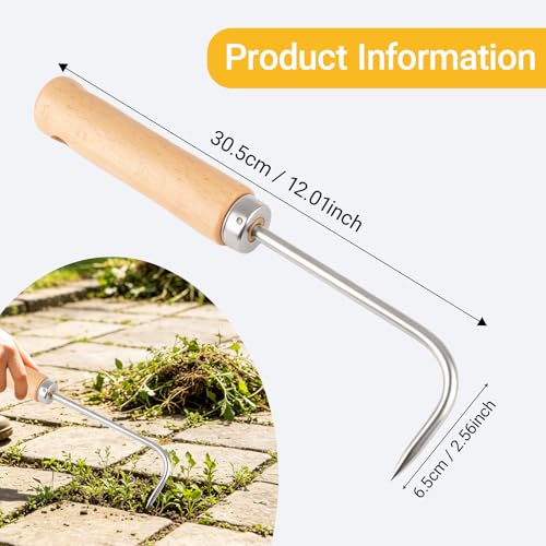 Crack Weeder Crevice Weeding Tool | Stainless Steel L-Shape Single-Claw Hook | Crevice Weed Remover | Patio Crack Weeder - size: 9.5"Crack Weeder