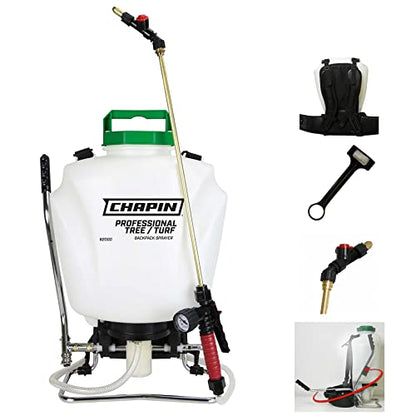 Chapin International Chapin 62000 Tree/Turf Pro Commercial Backpack Sprayer with Control Flow Valve Technology for Fertilizer, Herbicides and Pesticides, 4 gal, Translucent White - style: 4 Gallon, Commercial