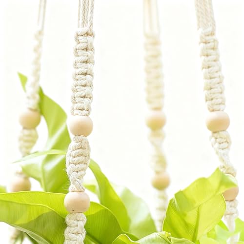 2 Pack Macrame Plant Hanger, 36 in Ivory Hanging Planter Holder