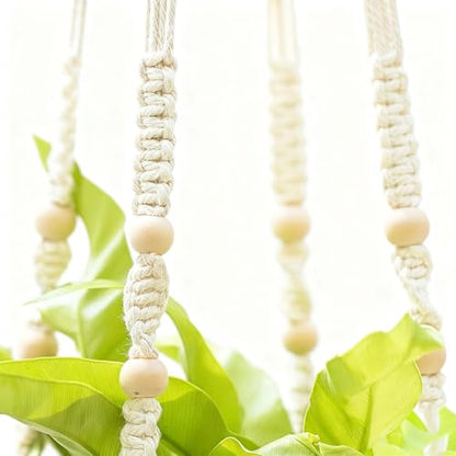 2 Pack Macrame Plant Hanger, 36 in Ivory Hanging Planter Holder
