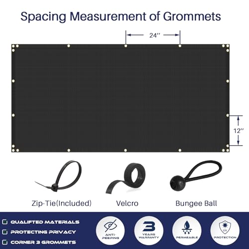 WINDSCREEN4LESS 6' x 2' Privacy Fence Screen in Black W/ Brass Grommet 85% Blockage Windscreen Outdoor Mesh Fencing Cover Netting 150GSM Fabric - Custom Size - color: Black, size: 6' x 2'