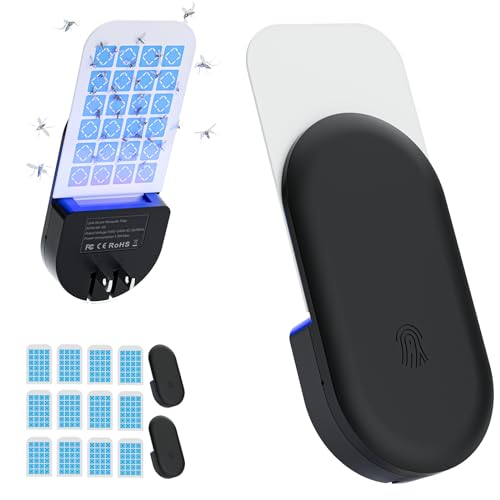 TIENBE Flying Insect Trap, 2 in 1 Indoor Plug-in Fruit Fly Trap, 2 Trap Black and 12 Glue Cards, Fruit Fly Traps for Gnat, Moth, Mosquito, Suitable for Every Part of The Home - color: Black, size: 2 Device 12 Glue Cards