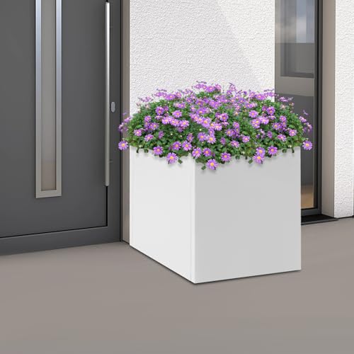 DYNAMI 20x20x20in White Large Square Planter Box for Outdoor Plants - color: White, size: 20in