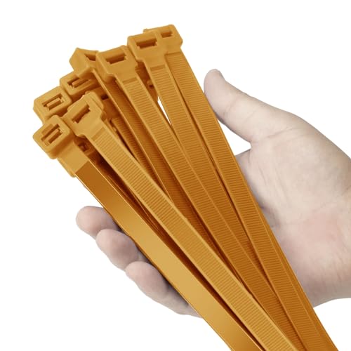 Armpow 24 inch Gold Zip Ties Heavy Duty 50 PACK, 250 LBS Ultra Exclusive Strong Plastic Wire Ties, Large Cable Ties Extra Long Tie Wraps, Indoor and Outdoor UV Resistant - color: Gold