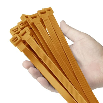 Armpow 24 inch Gold Zip Ties Heavy Duty 50 PACK, 250 LBS Ultra Exclusive Strong Plastic Wire Ties, Large Cable Ties Extra Long Tie Wraps, Indoor and Outdoor UV Resistant - color: Gold