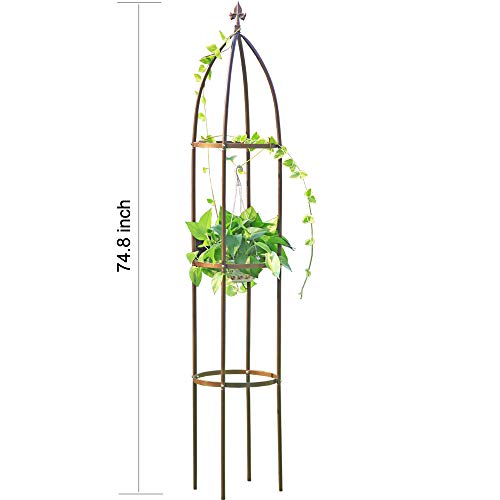 100% Metal Garden Obelisk Trellis Heavy Duty 6.3 ft Tall for Climbing Vines - color: Bronze, size: Large