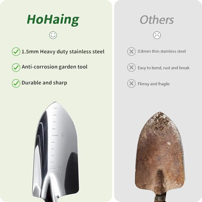 Garden Tool Set, 2 Pieces Stainless Steel Heavy Duty Garden Tools, Gardening Kit with Wooden Handle Garden Hand Tools, Durable Garden Tools for Gardening, Gardening Gifts for Women Men - style: 2PC(Trowel&Cultivator)