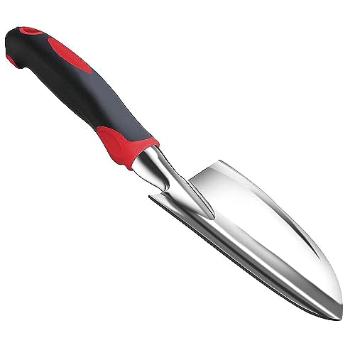Garden Tool Shovel for Digging Gardening Trowel for Lawn Planting Alloy Spade Plastic Handle Anti Slippery - color: Red