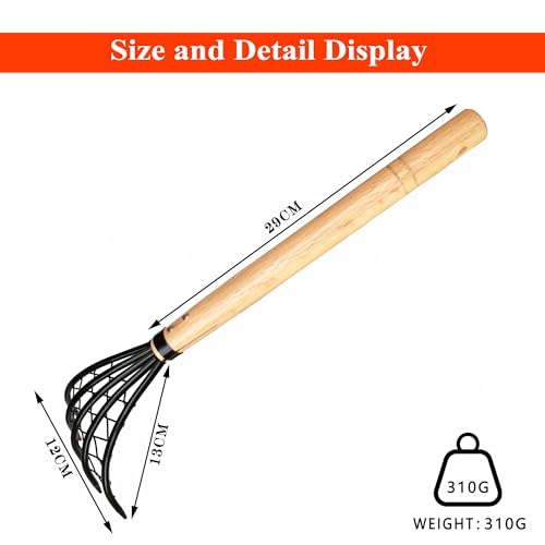 Garden Rake with 5-Claw for Loosening Soil in Flower Bed (Orange) - color: Orange