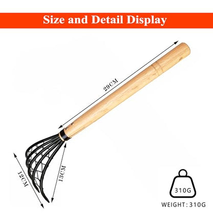 Garden Rake with 5-Claw for Loosening Soil in Flower Bed (Orange) - color: Orange