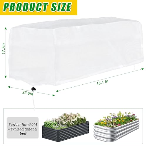 2 PCS Frost Cloth Plant Freeze Protection, Winter Raised Garden Bed Covers - size: Fit 4x2 FT