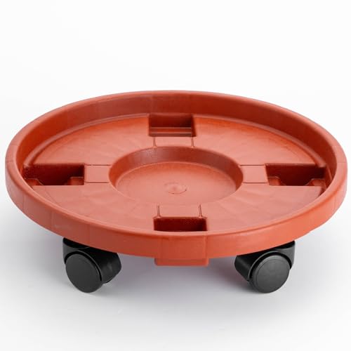 Doseno Rolling Plant Stand, Plant Caddy with Wheels, 13 in, 1 Pack, Brown - color: 1 Pack-Brown