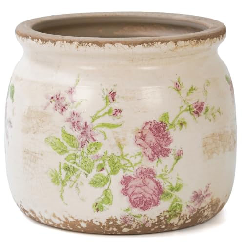 Dosayes Flower Pot,Vintage Ceramic Pot for Plant with Drainage Holes - color: Pink