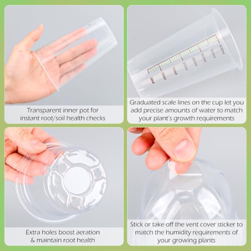 30 Pack 3.5" Self Watering Propagation Pots, Seed Starter Cups with Dome - size: 3.5 Inches
