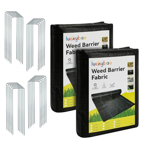 3ft*100ft Landscape Fabric,Weed Barrier Fabric,3.2oz Heavy Duty Weed Blocker Fabric,Weed Contorl for Underlayment,Gardening Weed Mat-Durable,Easy Installation - size: 3ft*50ft 2Pack