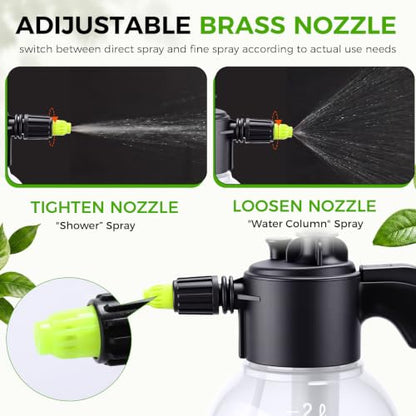 4 Pcs Plastic Handheld Pump Sprayer 1/2 Gallon Garden Pressure Spray Bottle with Adjustable Brass Nozzle Water Pump Sprayer for Plants Cleaning Household Gardeners Tasks (Clear) - color: Clear