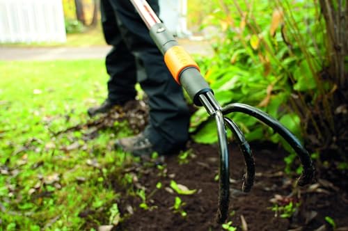 Fiskars QuikFit Grubber, Tool Head, Length: 33 cm, Width: 9 cm, Carbon Steel Tines, Black/Orange, 1000685 - style: Grubber