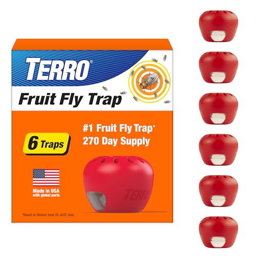 TERRO Fruit Fly Trap, 6-Pack Indoor Fly Traps with 270 Days Lure Supply - size: 6 Traps