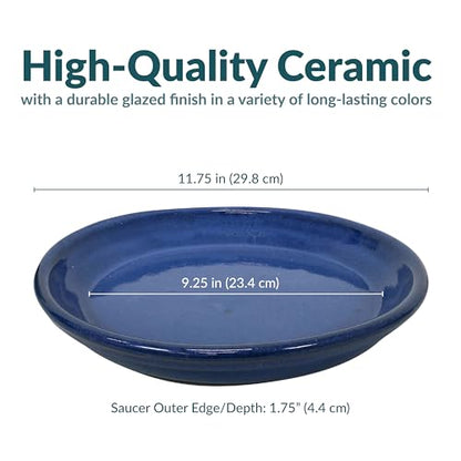 Sunnydaze 9" Ceramic Plant Saucers for Planters, 2pk, Imperial Blue - color: Imperial Blue, size: 9 in