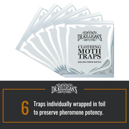 Dr. Killigan's Premium Clothing Moth Traps with Pheromones (Black, 6 Traps) - color: Black