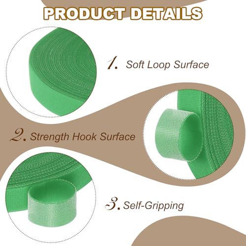 PATIKIL 0.6" x33FT Hook and Loop Tape Double-Sided Nylon Strips Green - color: Green, size: 0.6"x33FT
