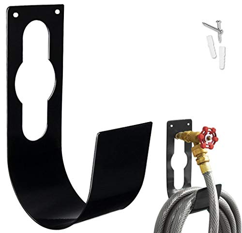 Garden Hose Hanger Wall Mount Heavy Duty Hose Holder Hook for 150ft 100ft 75ft 50ft Expandable Hose (Large, Black) - size: 1 Pack Large