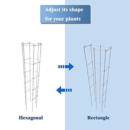 46 Inch Height 3PCS Galvanized Hexagon Folding Tomato Cage,Climbing Plant Support Tower Vegetable Stake Trellis - size: 46in Hex-Galvanized-3Pack