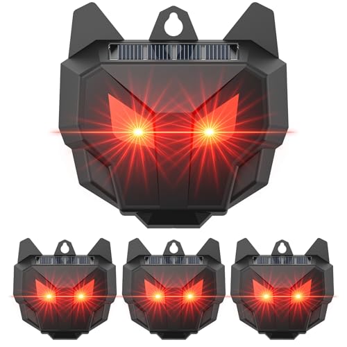 4 Pack Solar Nocturnal Animal Repeller, Humane Coyote Deterrent, Racoon Repellent Outdoor for Fox, Deer & Skunk, Waterproof Predator Lights for Chicken Coop, Farm & Garden