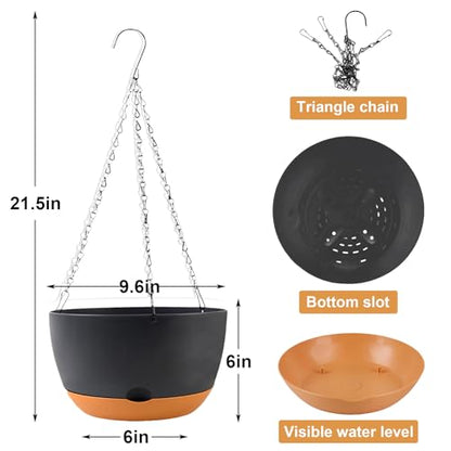 KPUVX 10 Inch Hanging Baskets, 3 Pack, Black - color: Black, size: 10 inch
