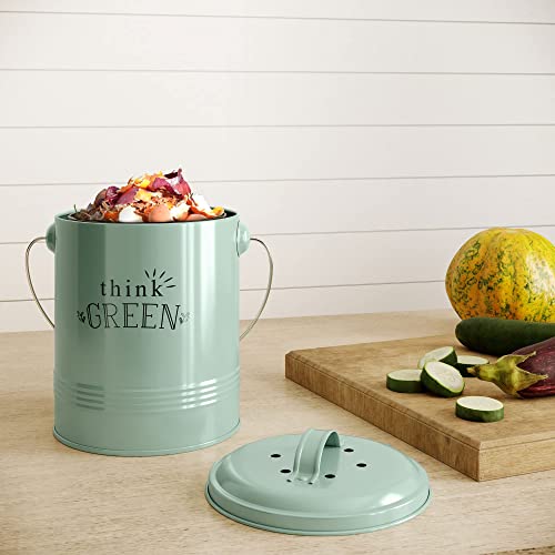 Barnyard Designs 1.2 Gallon Kitchen Counter Compost Bin with Lid (Mint) - color: Mint