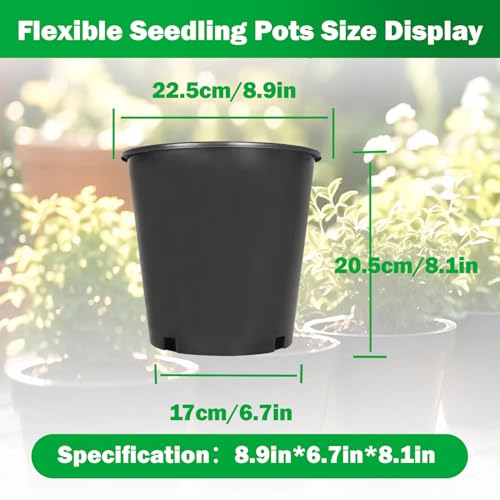 2 Gallon Nursery Pots for Plants, Sturdy Plastic Planter Pots with Drainage Holes, Pots for Seedlings, Succulents - size: 10 Pcs 2 Gallon