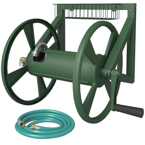 Artigarden Triangle Wall Mounted Garden Hose Reel Outdoor Hose Holder Green - color: Green