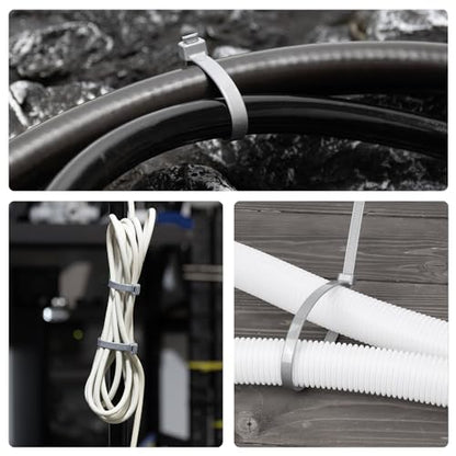 Armpow 18 inch Silver Zip Ties Heavy Duty 100 PACK, 200 LBS Ultra Exclusive Strong Plastic Wire Ties, Large Cable Ties Extra Long Tie Wraps, Indoor and Outdoor UV Resistant - color: Silver