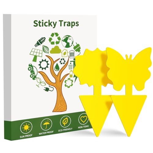 Fruit Fly Traps, 100 Pack Yellow Sticky Traps, Fungus Gnat Traps, Plant Fly Stickers for Indoor and Outdoor Use Protect The Plant - color: Yellow, size: 100 Pack