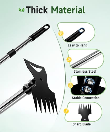 71in Weed Puller Tool with Long Handle, Adjustable Garden Hoe and Weed Rake