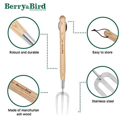 Berry&Bird Garden Hand Fork, 22.6 In Long Handle Stainless Steel Weed Fork - size: Hand Fork