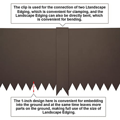 20ft. 40" L × 6" H Metal Landscape Edging, 6 Pack Garden Border - color: Brown, size: 6 Inch