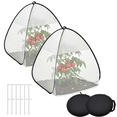 2PCS Pop Up Insect Barrier Plant Cover Tent,Garden Plant Protectors Mesh (White) - color: White