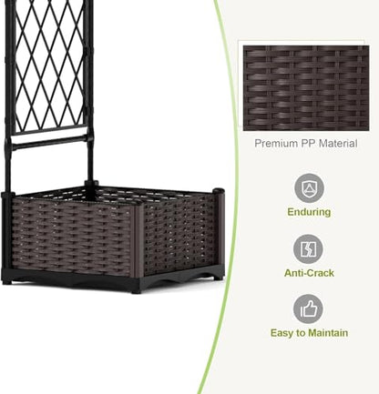 Garvee Garden Arbor with 2 Planter Boxes, PE Coated Garden Arch Trellis - size: 7.5 × 7.2 ft