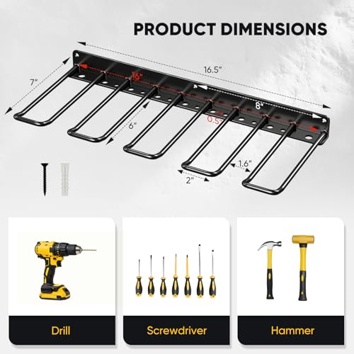 POKIPO Power Tool Organizer, 4 Drill Holder Wall Mount, Heavy Duty Garage Tool Organizer and Storage, Suitable Tool Rack for Tool Room, Workshop, Garage