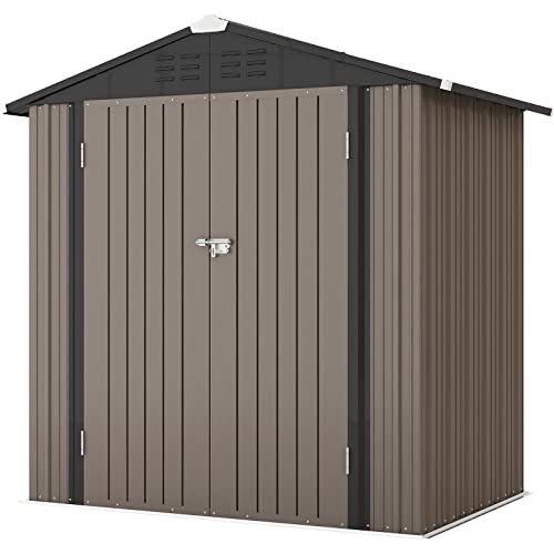 Patiowell 6x4 FT Outdoor Storage Shed, Garden Tool Storage Shed - color: Brown, size: 6x4 FT